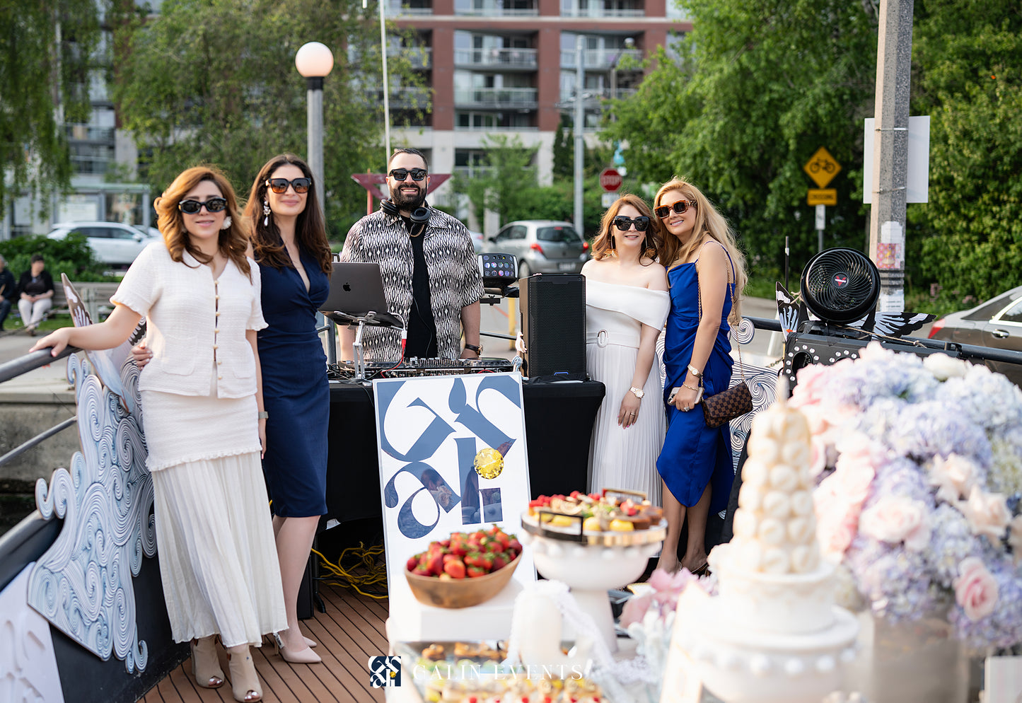 Galin Events and Lotus Land Flower Boutique luxury yacht event styling with Barson Pastry and Sweet Moon