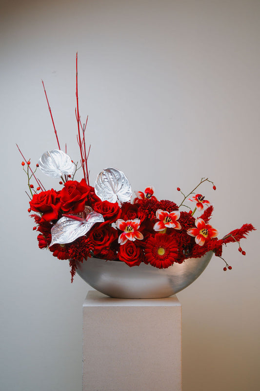 Scarlet Opulence – Luxury Red Floral Arrangement