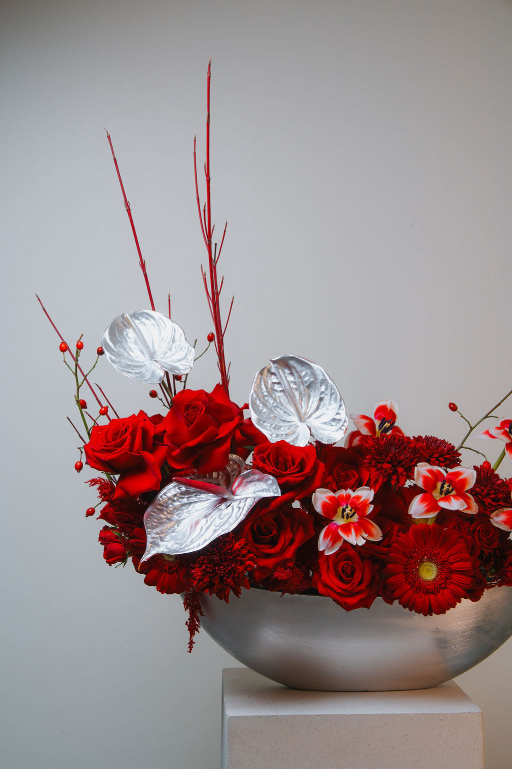 Scarlet Opulence – Luxury Red Floral Arrangement
