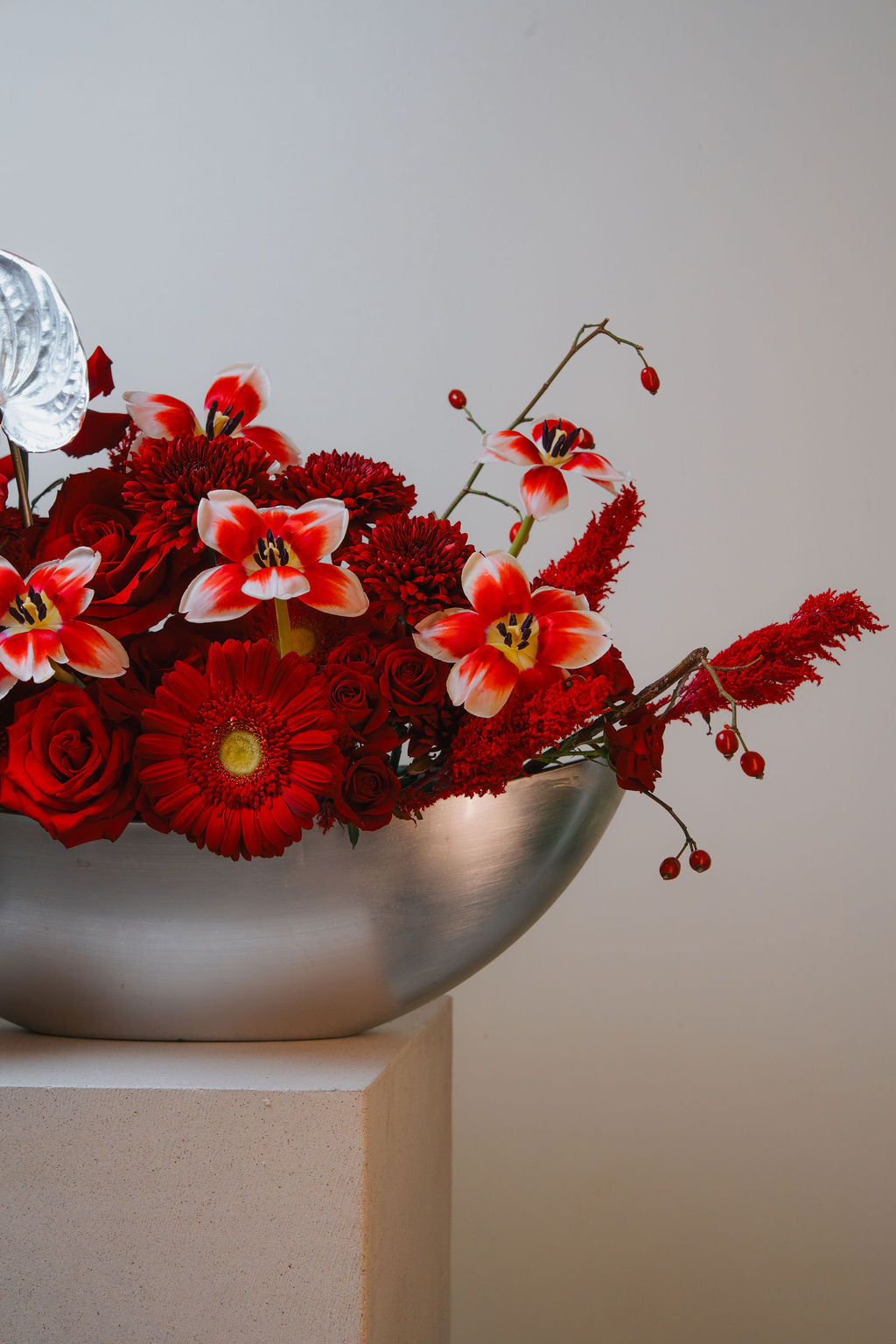 Scarlet Opulence – Luxury Red Floral Arrangement