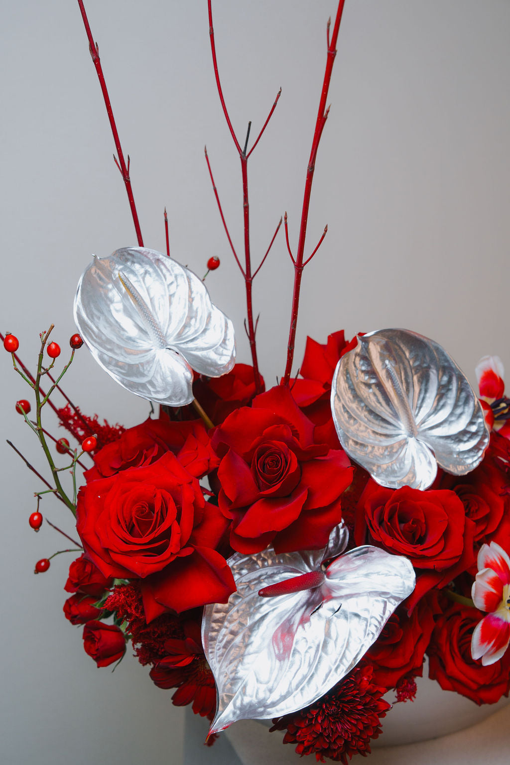 Scarlet Opulence – Luxury Red Floral Arrangement